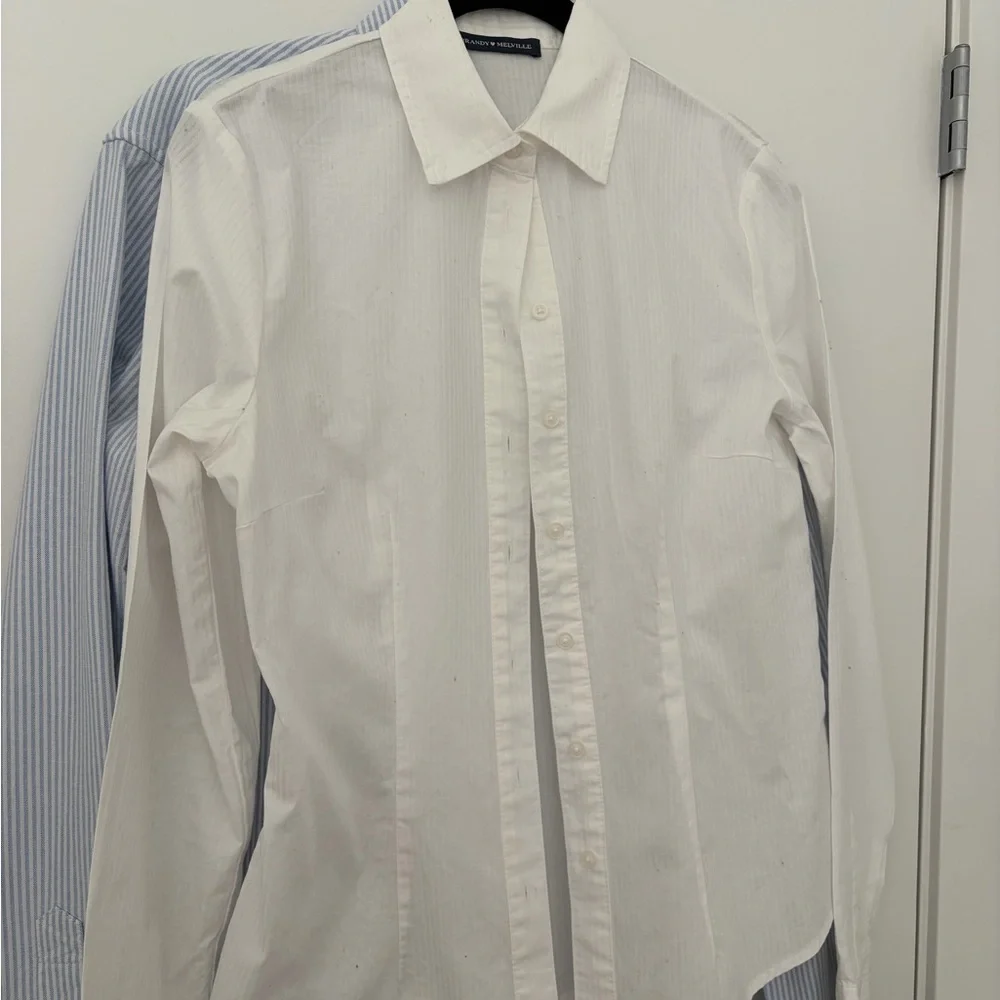 Brandy Melville pin stripped and white blouse button ups - Picture 3 of 5